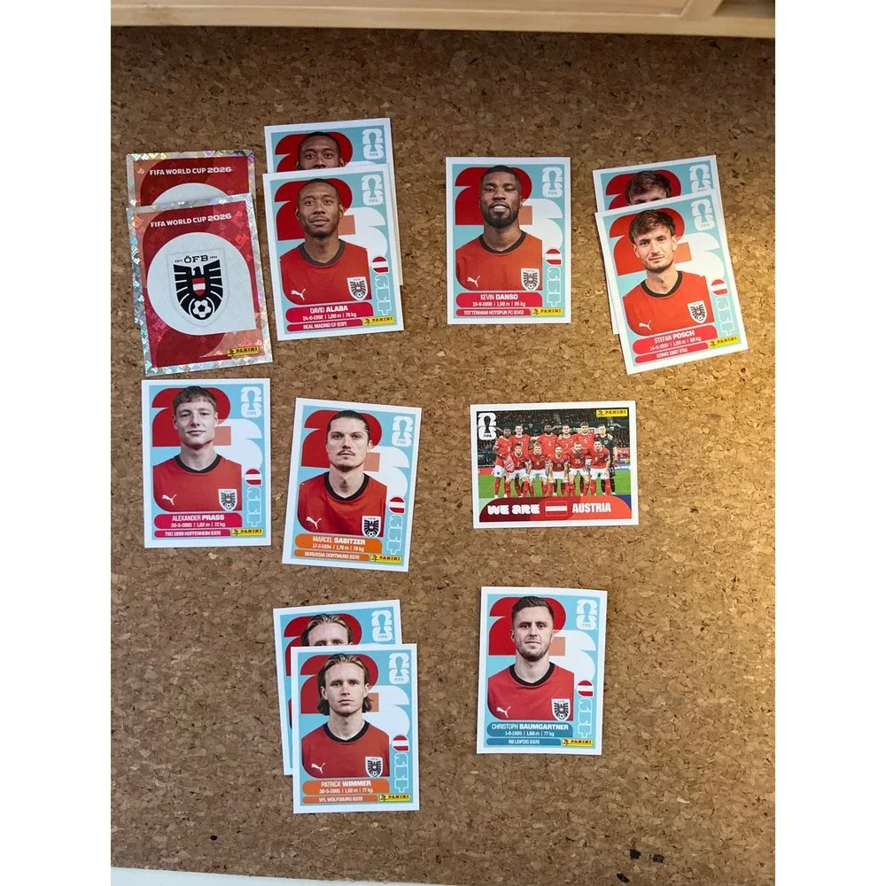 Panini FIFA World Cup 2026 Austria Sticker Lot Alaba Sabitzer Team Crest 12pc